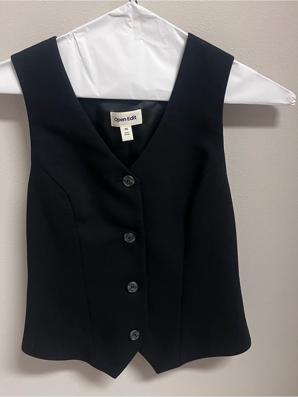 Black V-Neck Button Front Vest/Sleeveless Top- Open Exit size XS